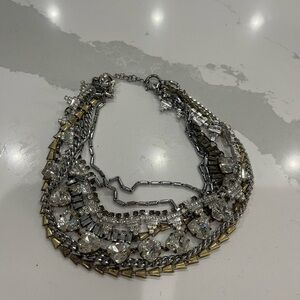 STELLA & DOT SILVER TONE SUTTON LAYERED 5 IN 1 STATEMENT NECKLACE  Convertible